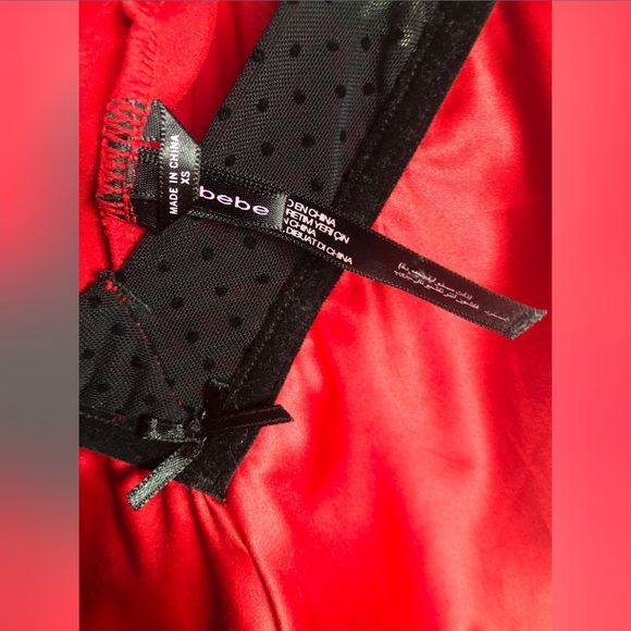 NWOT Sexy, Silky🌹Red Bebe Romper w/ Lace Detail - Picture 3 of 3